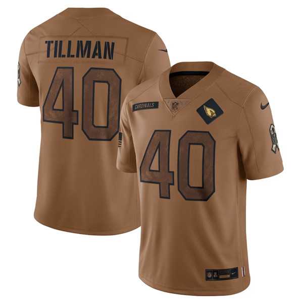 Mens Arizona Cardinals #40 Pat Tillman 2023 Brown Salute To Service Limited Football Stitched Jersey Dyin